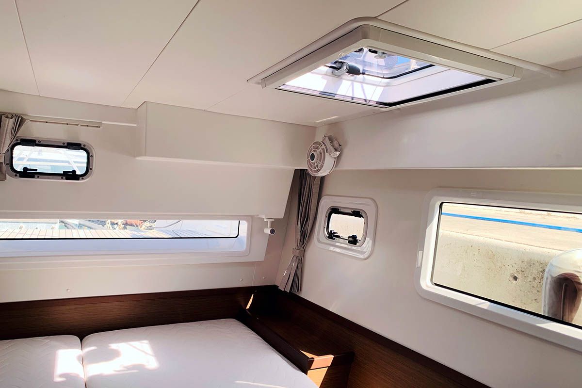 Cabin on Burguesinha, a Lagoon 42 catamaran at Athens, Greece