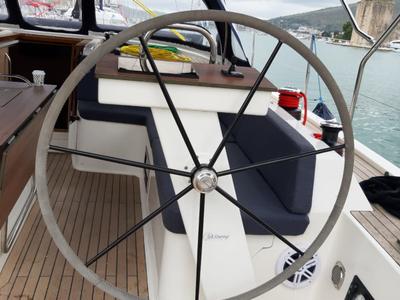 Cockpit of SUNSET I, a D&D Kufner 50 sailboat at Grad Trogir, Croatia