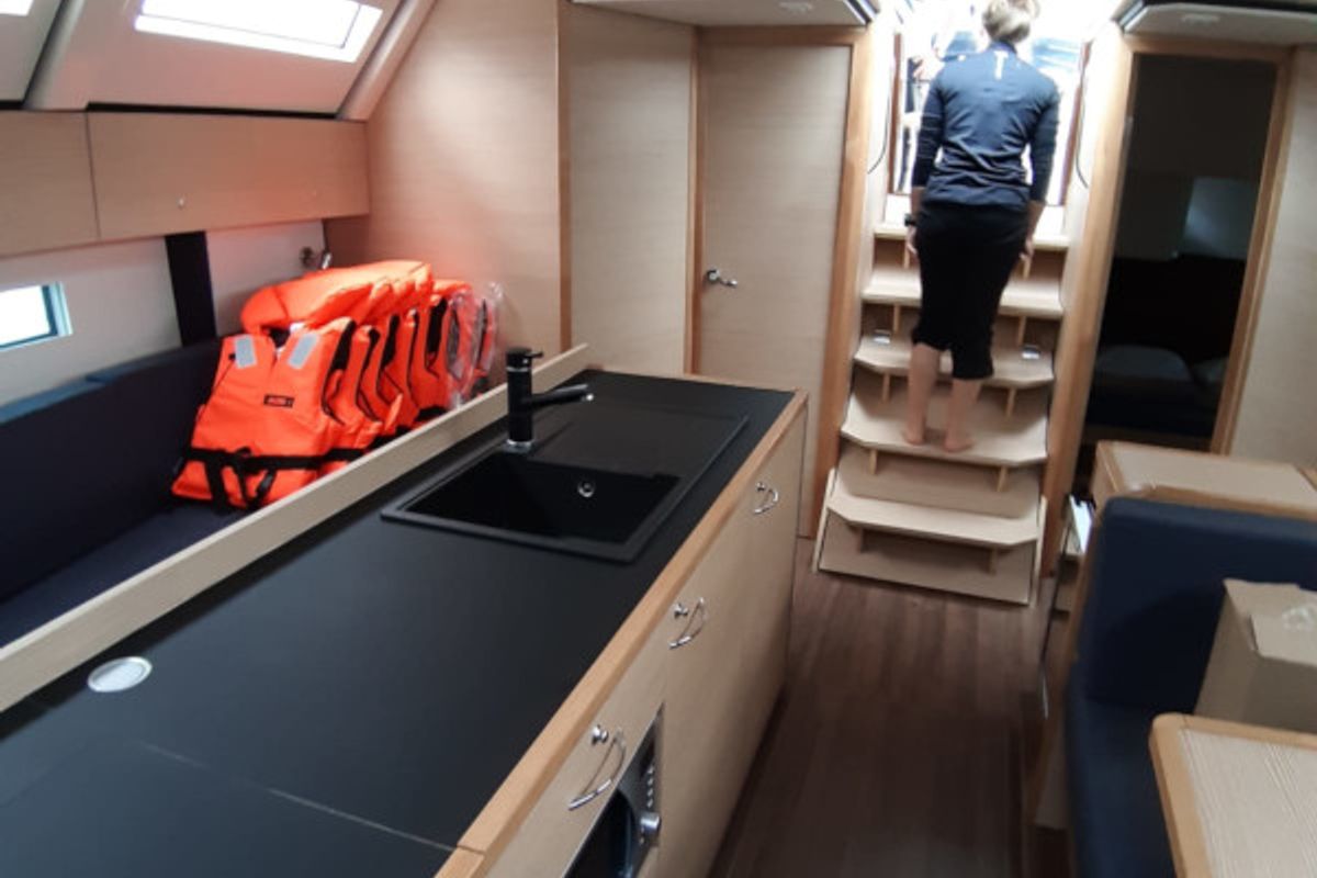Galley of SUNSET I, a D&D Kufner 50 sailboat at Grad Trogir, Croatia