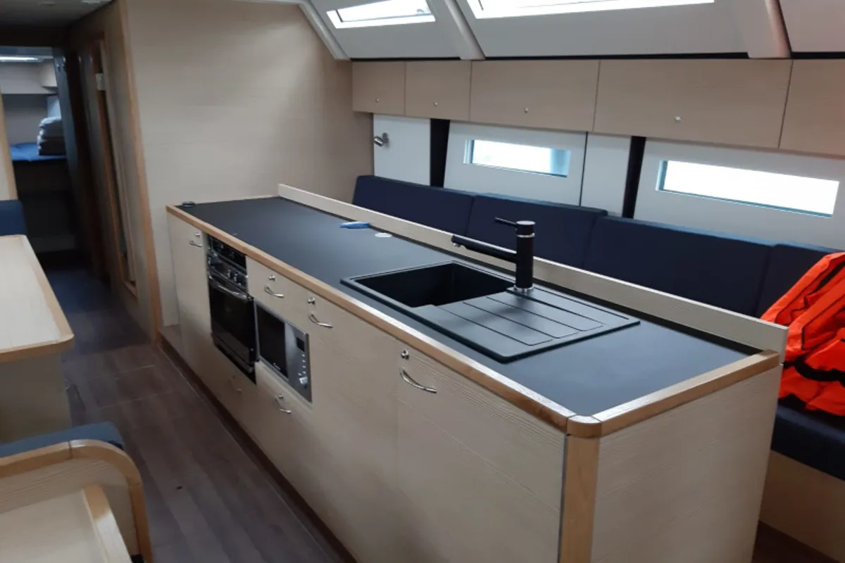 Galley of SUNSET I, a D&D Kufner 50 sailboat at Grad Trogir, Croatia