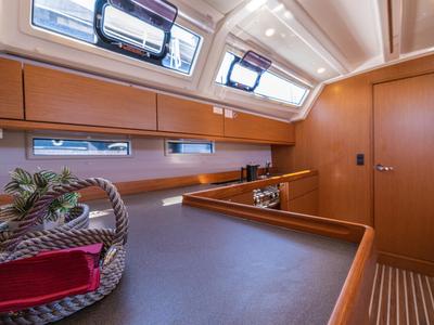 Galley of Just Be, a Bavaria Cruiser 46 sailboat at Bodrum, Turkey