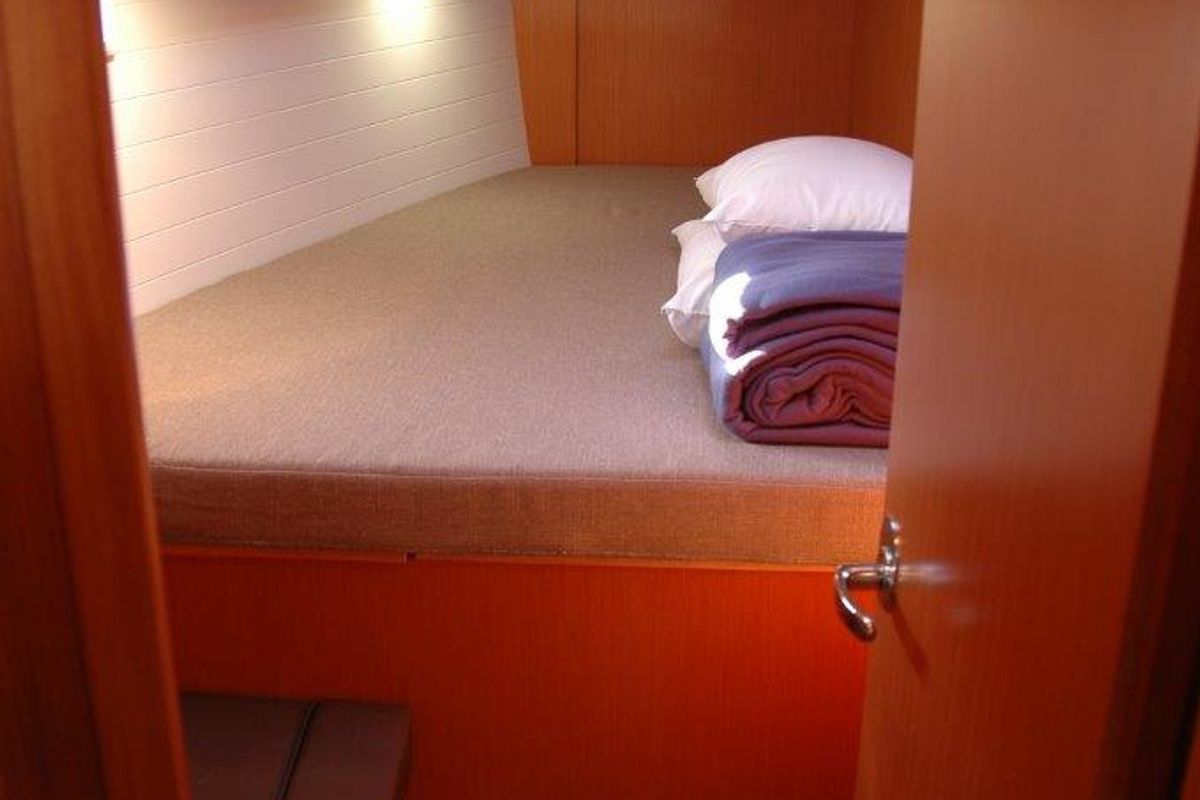 Cabin on Sadira, a Bavaria Cruiser 46 sailboat at Olbia, Italy