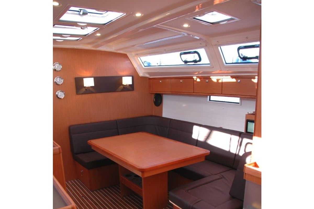 Salon of Sadira, a Bavaria Cruiser 46 sailboat at Olbia, Italy