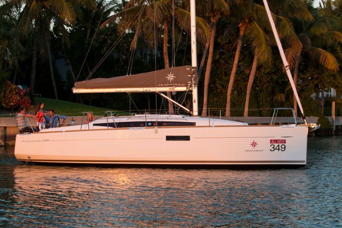 Exterior view of Adria Moon, a Jeanneau Sun Odyssey 349 sailboat at Punat, Croatia