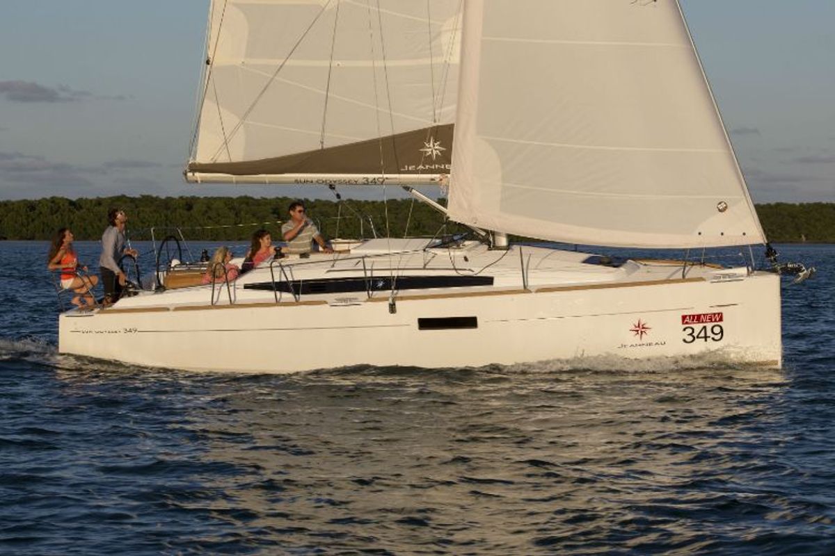 Exterior view of Adria Moon, a Jeanneau Sun Odyssey 349 sailboat at Punat, Croatia