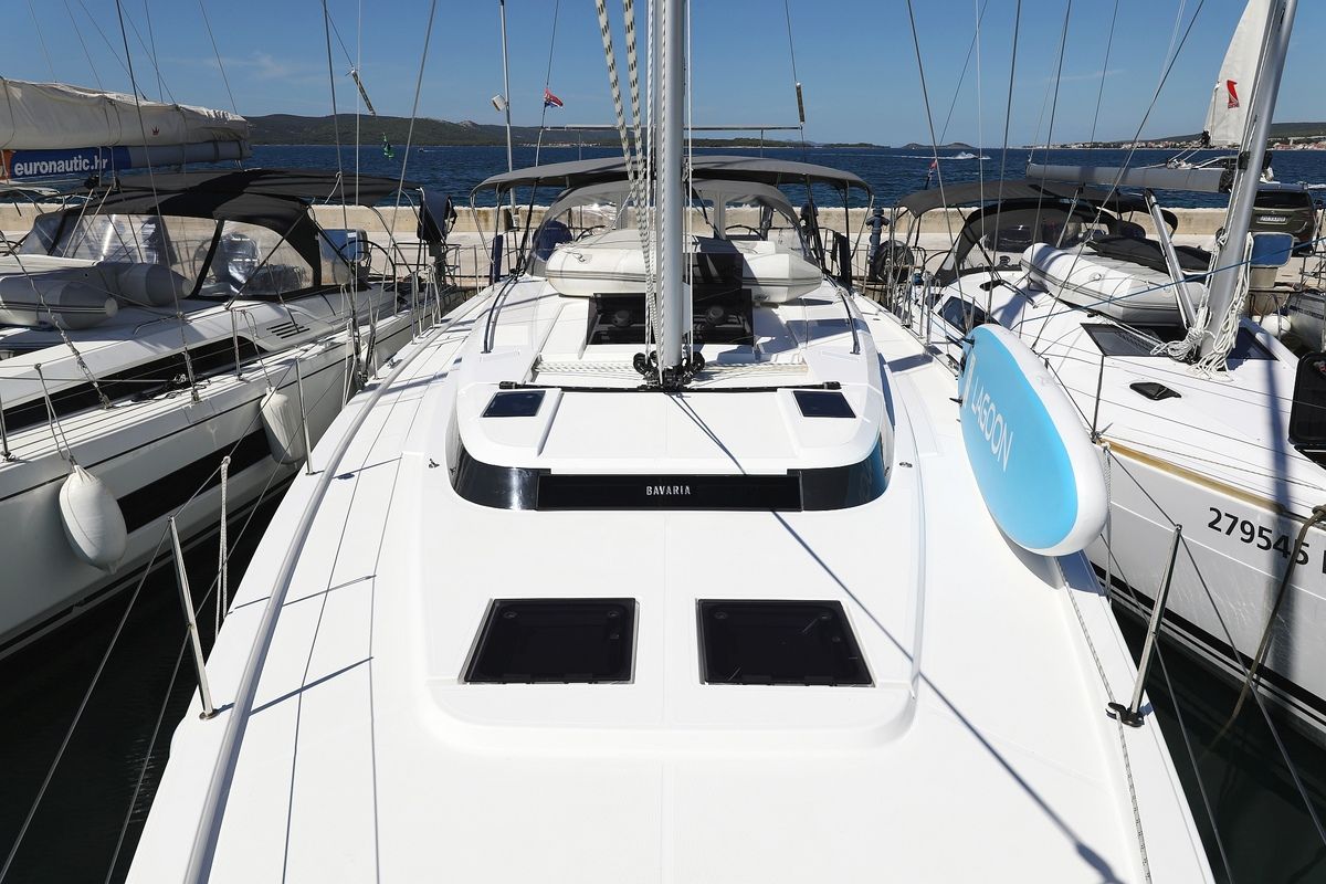 Deck of Naltoya, a Bavaria C50 Style sailboat at Grad Biograd na Moru, Croatia