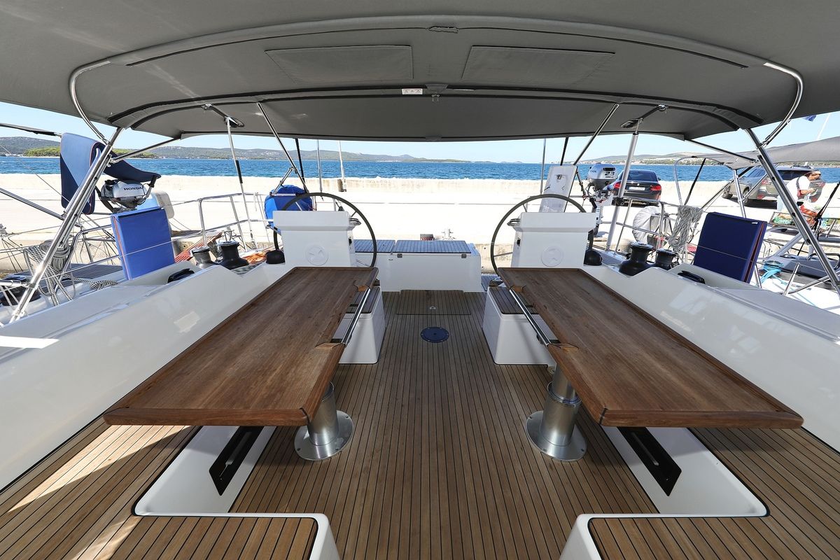 Cockpit of Naltoya, a Bavaria C50 Style sailboat at Grad Biograd na Moru, Croatia