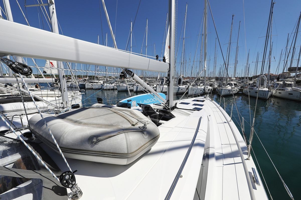 Deck of Naltoya, a Bavaria C50 Style sailboat at Grad Biograd na Moru, Croatia