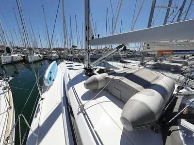 Deck of Naltoya, a Bavaria C50 Style sailboat at Grad Biograd na Moru, Croatia