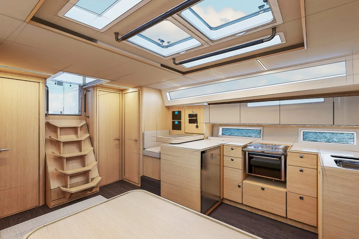Galley of Sueno, a Bavaria C46 sailboat at Fethiye, Turkey