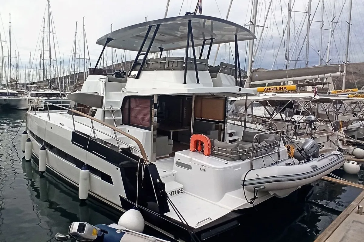 Exterior view of Adventure, a Bali 4.3 MY catamaran at Općina Sveti Filip i Jakov, Croatia