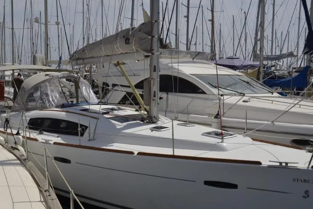 Exterior view of Starcat, a Beneteau Oceanis 43 sailboat at Sithonia Municipal Unit, Greece