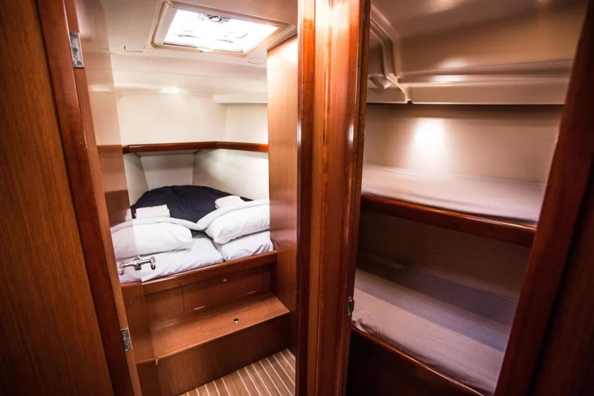 Cabin on Starcat, a Beneteau Oceanis 43 sailboat at Sithonia Municipal Unit, Greece