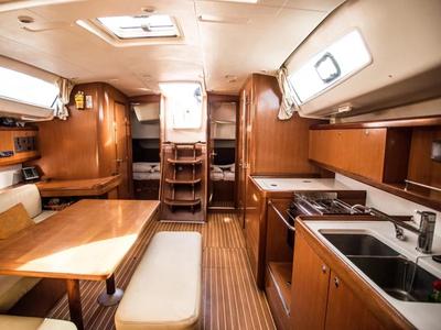 Salon of Starcat, a Beneteau Oceanis 43 sailboat at Sithonia Municipal Unit, Greece