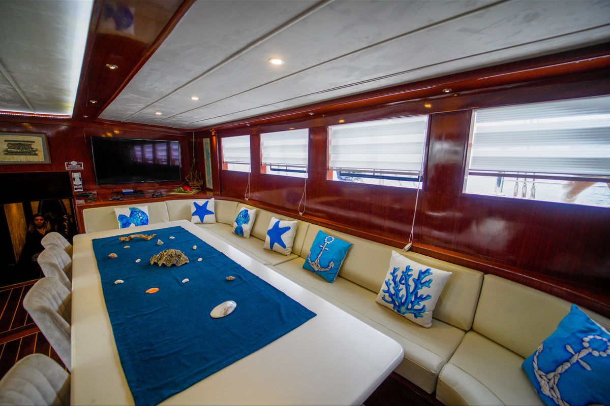 Salon of Queen of RTT, a Gulet Gulet gulet at Marmaris, Turkey