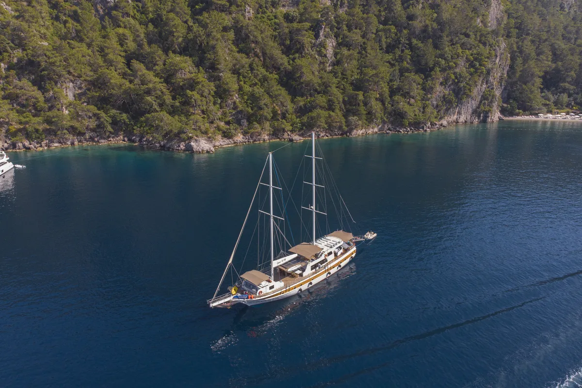 Exterior view of Queen of RTT, a Gulet Gulet gulet at Marmaris, Turkey