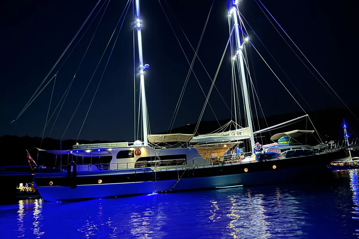 Exterior view of Queen of RTT, a Gulet Gulet gulet at Marmaris, Turkey