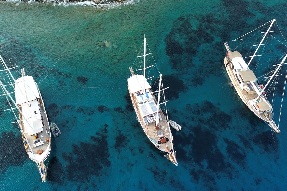 Exterior view of Queen of RTT, a Gulet Gulet gulet at Marmaris, Turkey