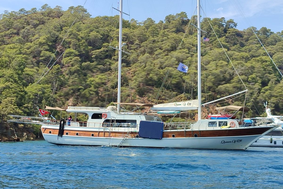 Exterior view of Queen of RTT, a Gulet Gulet gulet at Marmaris, Turkey