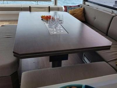 Deck of Fortune One, a Bali 5.4 catamaran at Lavreotiki Municipal Unit, Greece