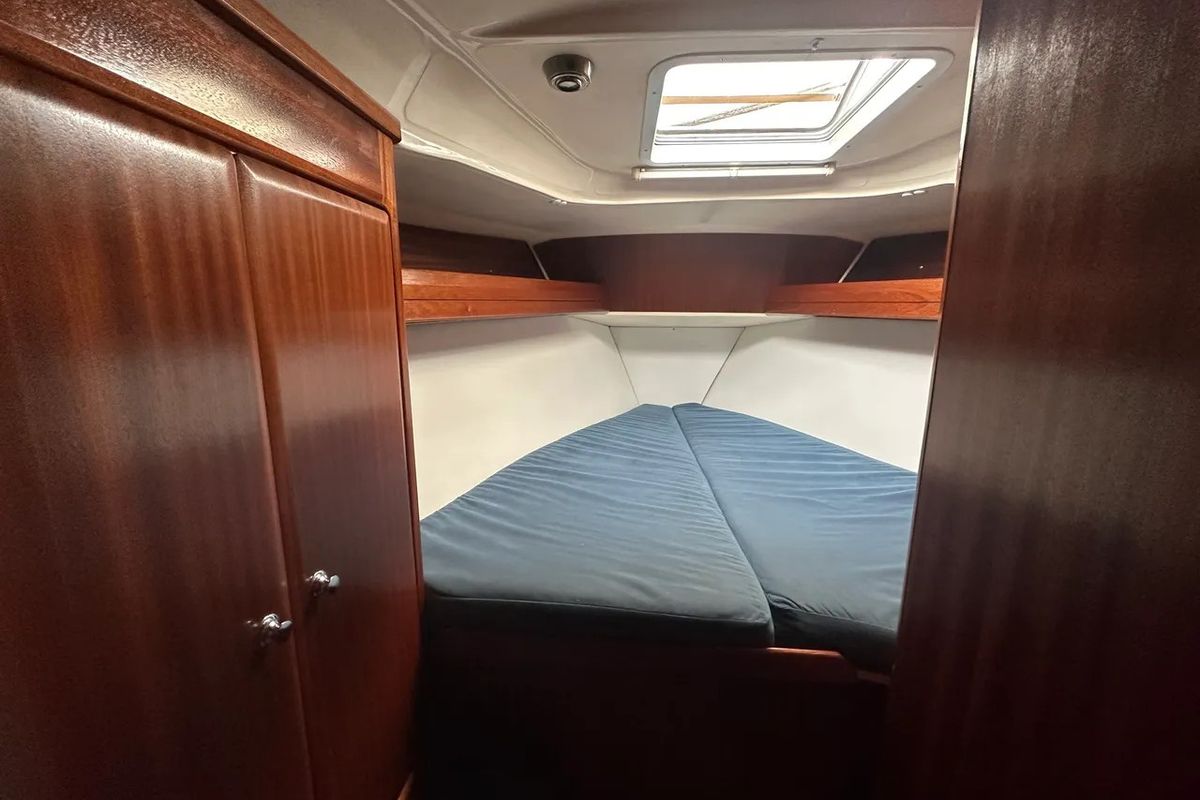 Cabin on Frolika, a Bavaria 42 Cruiser sailboat at Oban, United Kingdom