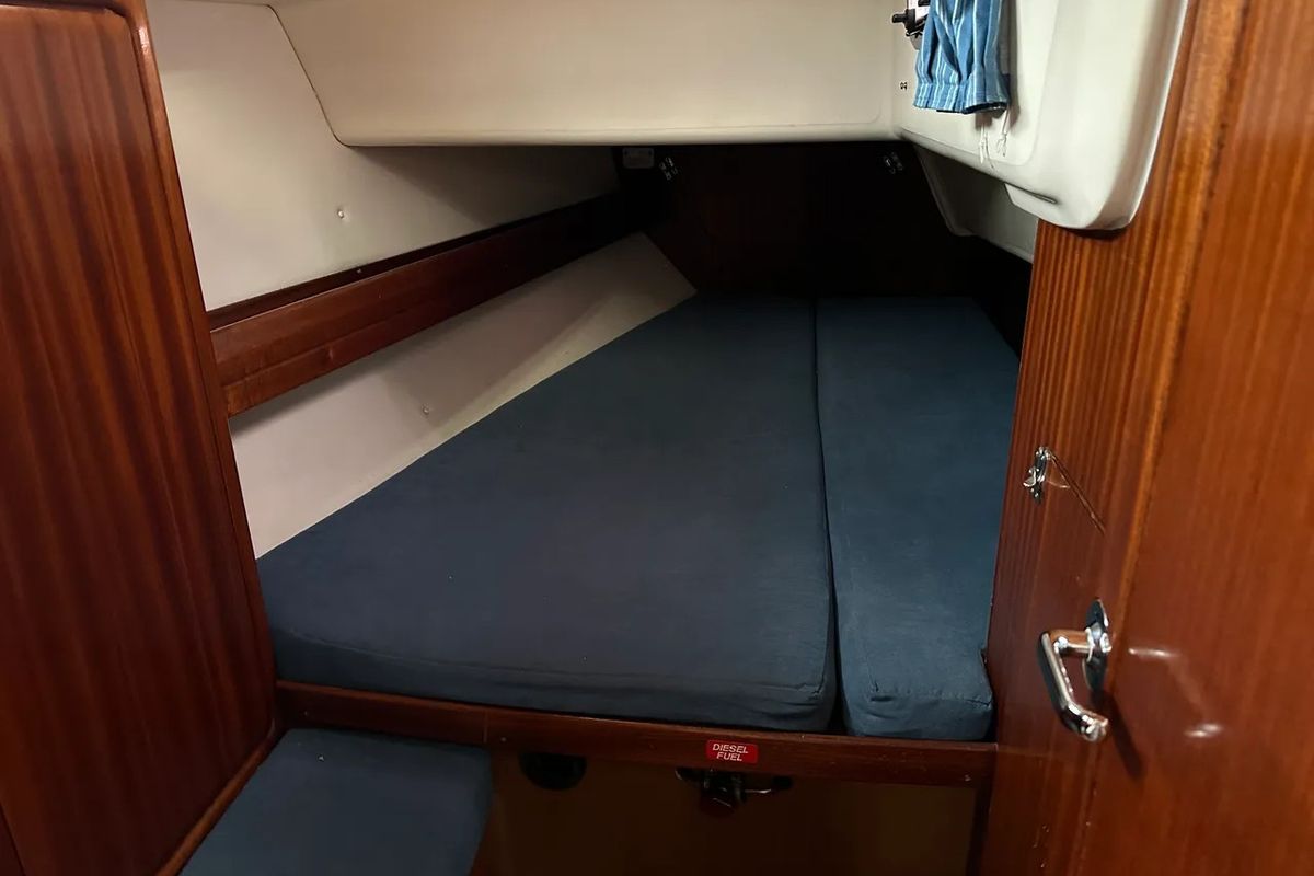 Cabin on Frolika, a Bavaria 42 Cruiser sailboat at Oban, United Kingdom