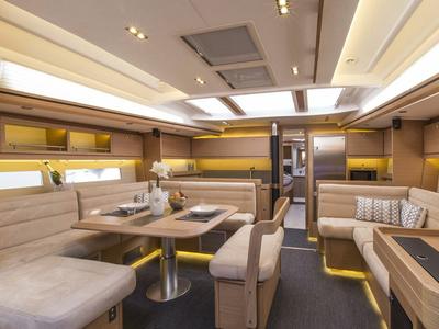 Salon of POSEIDON, a Dufour 56 Exclusive sailboat at Sithonia Municipal Unit, Greece