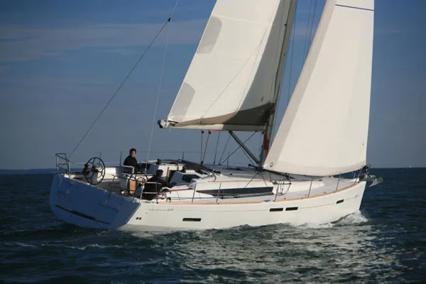 Exterior view of Blue Swan, a Jeanneau Sun Odyssey 439 sailboat at Municipal Unit of Lefkada, Greece