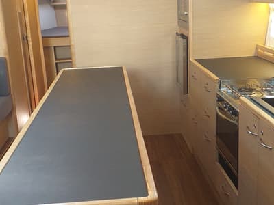Galley of PRESTIGE I, a D&D Kufner 50 sailboat at Grad Trogir, Croatia