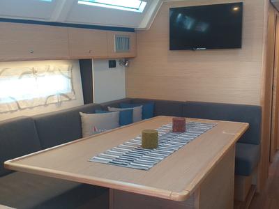 Salon of PRESTIGE I, a D&D Kufner 50 sailboat at Grad Trogir, Croatia