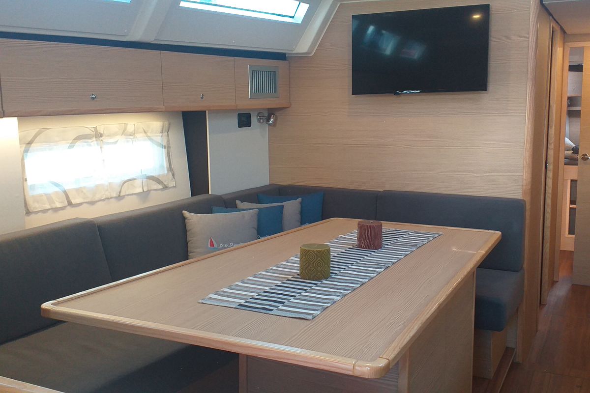 Salon of PRESTIGE I, a D&D Kufner 50 sailboat at Grad Trogir, Croatia