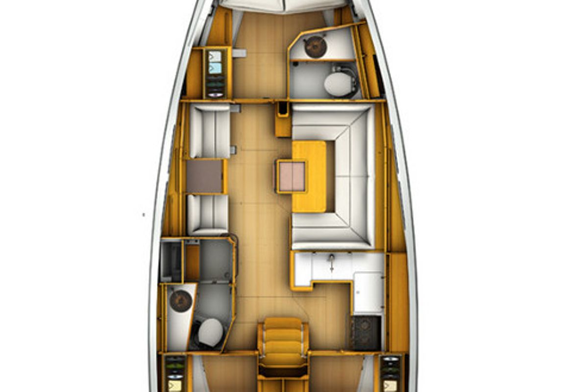 Floor plan of Eternity, a Jeanneau Sun Odyssey 409 sailboat at Municipal Unit of Lefkada, Greece