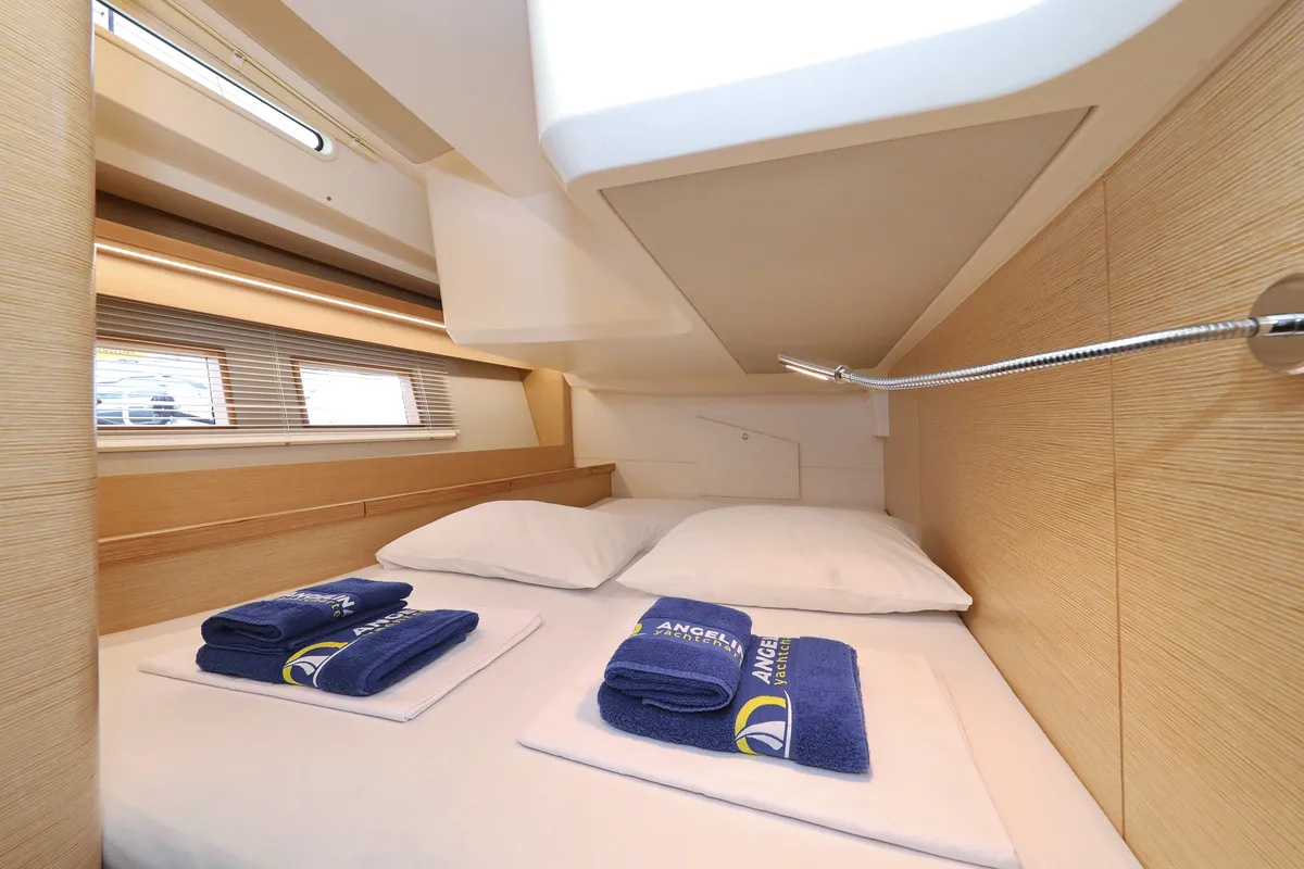 Cabin on Moje, a Hanse Yachts Hanse 548 sailboat at Grad Trogir, Croatia