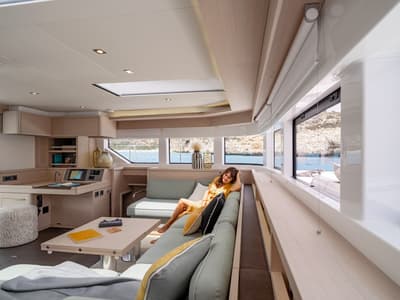 Salon of Adriatic Pearl, a Lagoon 55 catamaran at Grad Kaštela, Croatia