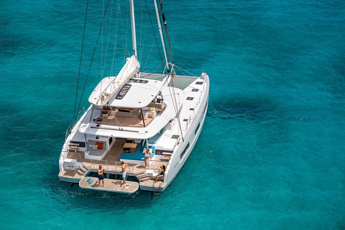 Exterior view of Adriatic Pearl, a Lagoon 55 catamaran at Grad Kaštela, Croatia