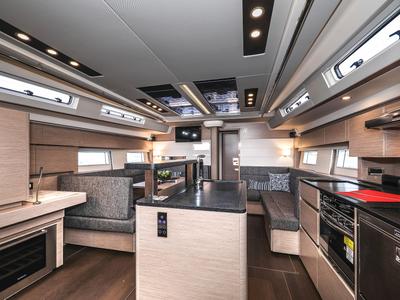 Salon of Hot Stuff, a Hanse Yachts Hanse 588 sailboat at Grad Kaštela, Croatia