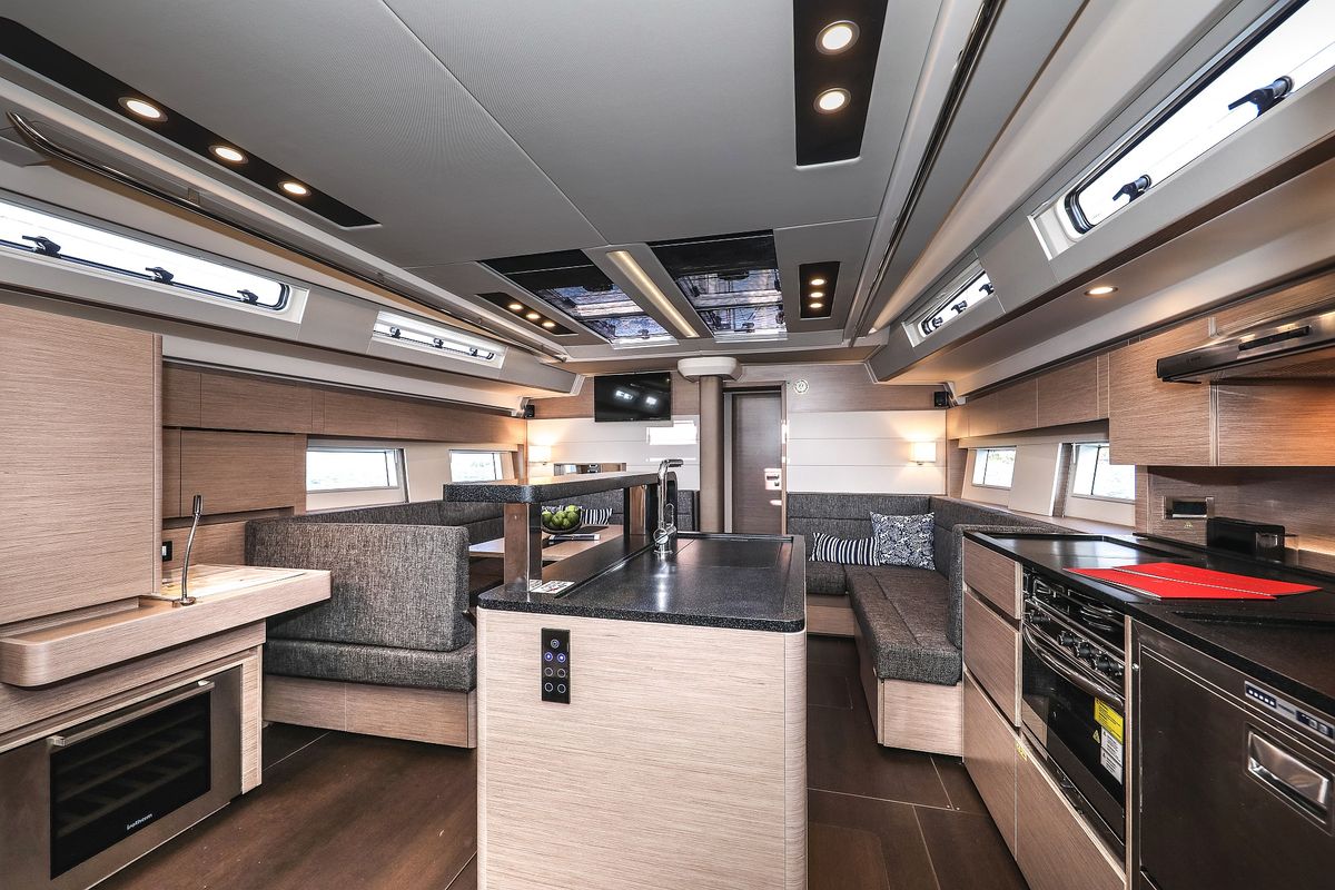Salon of Hot Stuff, a Hanse Yachts Hanse 588 sailboat at Grad Kaštela, Croatia