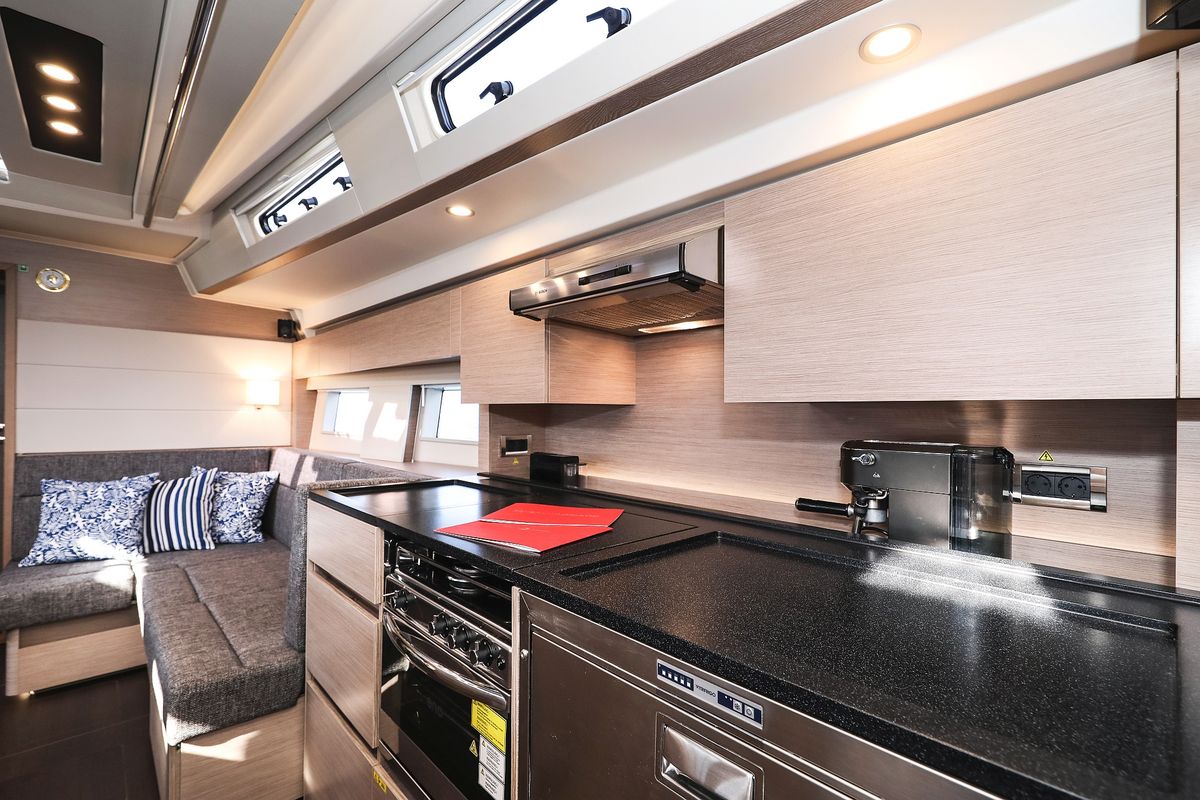 Galley of Hot Stuff, a Hanse Yachts Hanse 588 sailboat at Grad Kaštela, Croatia