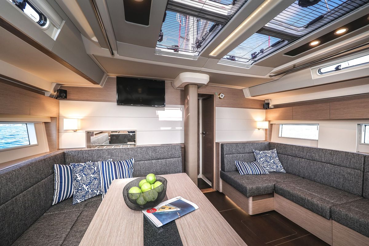 Salon of Hot Stuff, a Hanse Yachts Hanse 588 sailboat at Grad Kaštela, Croatia