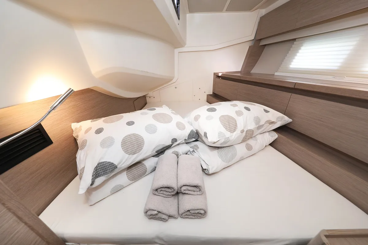 Cabin on Hot Stuff, a Hanse Yachts Hanse 588 sailboat at Grad Kaštela, Croatia