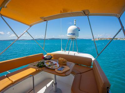 Deck of Lamona, a Beneteau Monte Carlo 47 Fly yacht at Općina Sukošan, Croatia