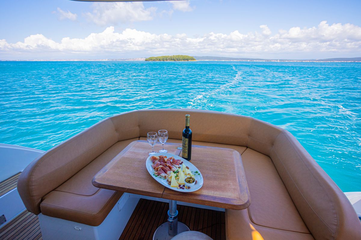 Deck of Lamona, a Beneteau Monte Carlo 47 Fly yacht at Općina Sukošan, Croatia