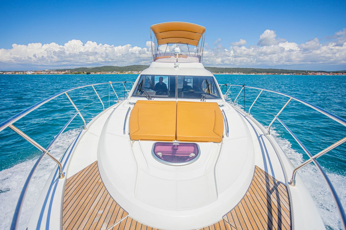 Deck of Lamona, a Beneteau Monte Carlo 47 Fly yacht at Općina Sukošan, Croatia