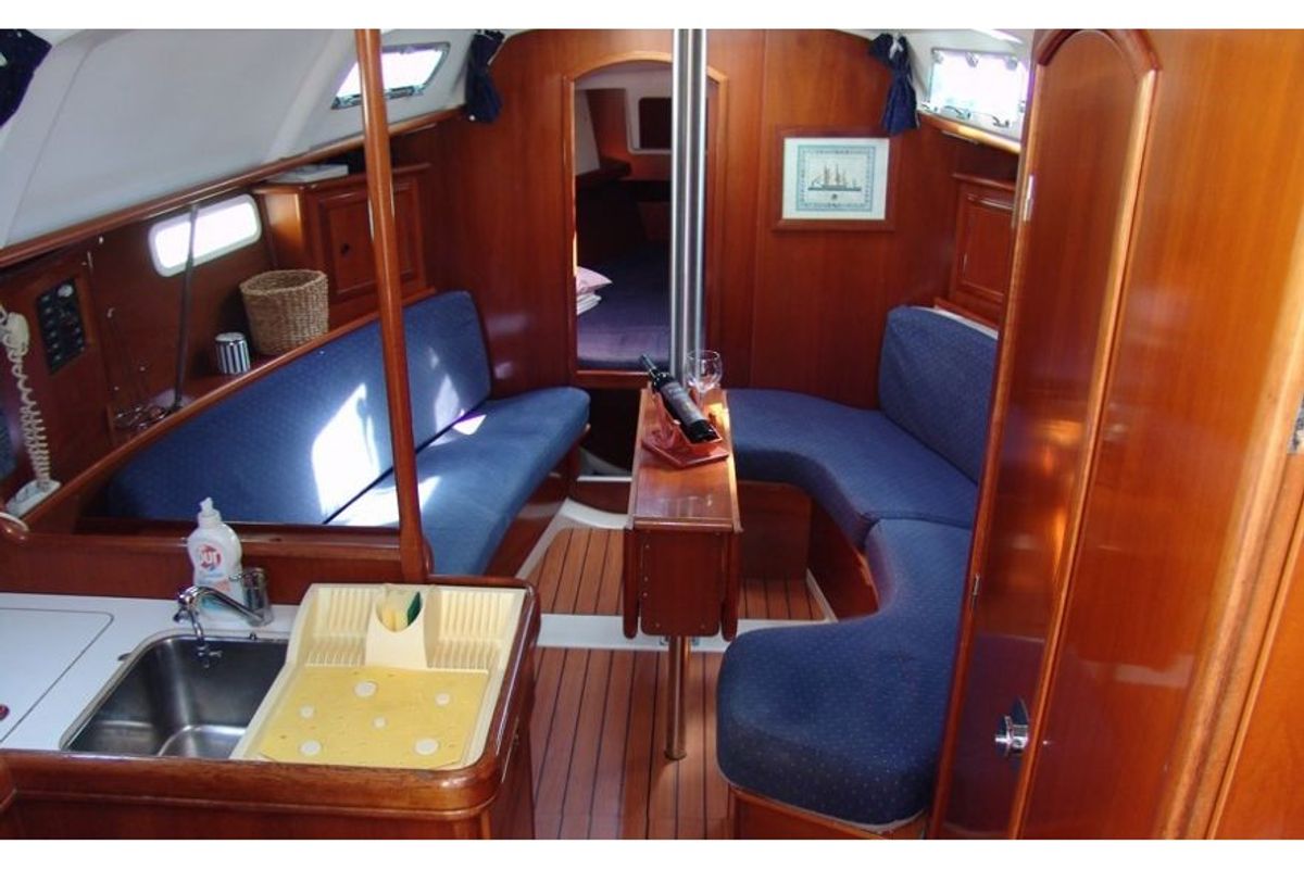 Salon of Martha, a Beneteau Oceanis 331 sailboat at Municipal Unit of Lefkada, Greece