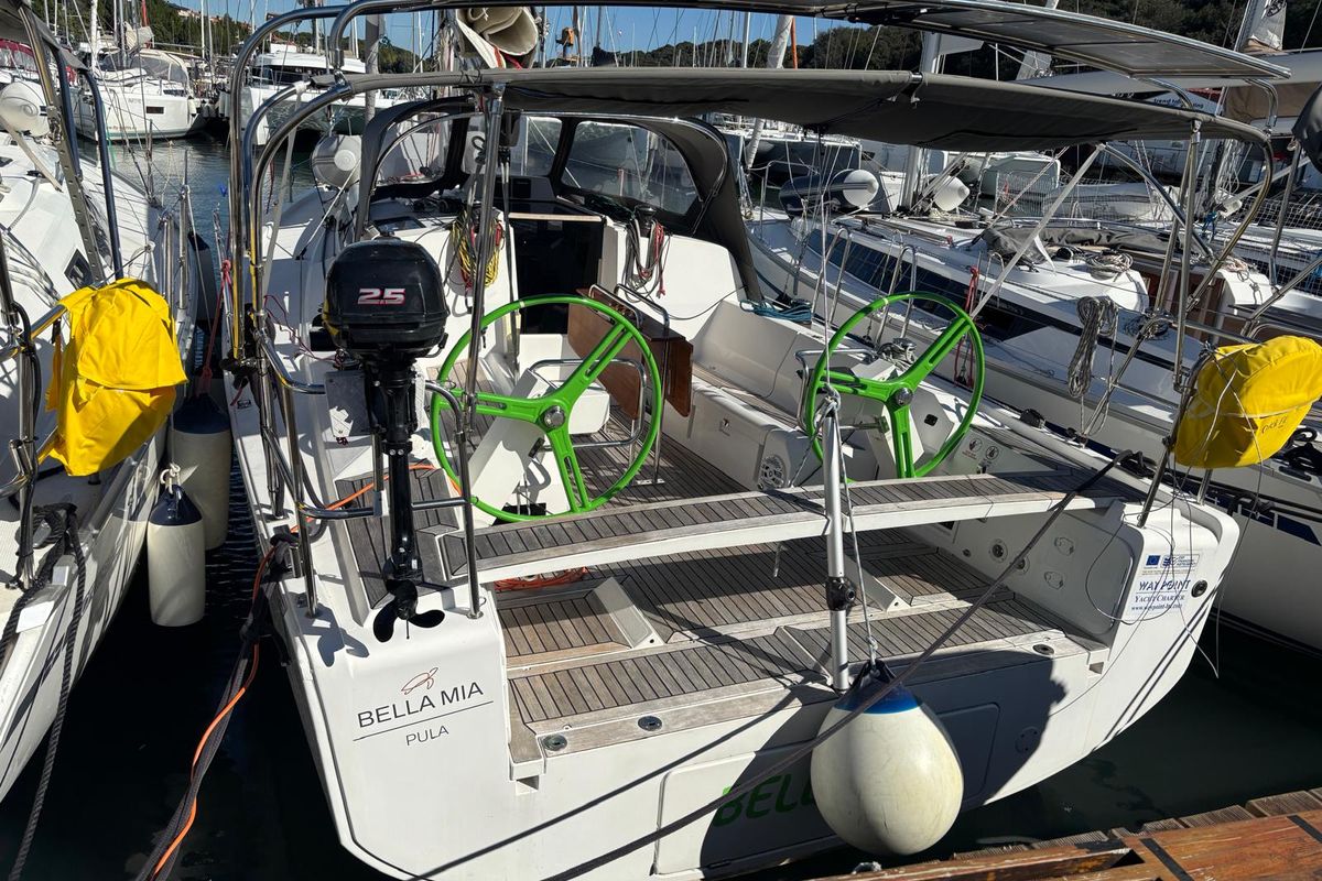 Cockpit of Bella Mia, a Elan E4 sailboat at Grad Pula, Croatia