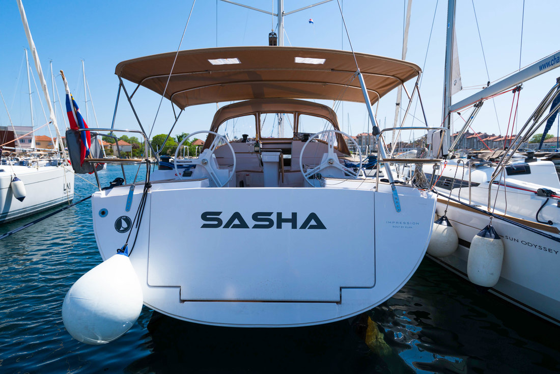 Sasha, a Elan Impression 50 sailboat at Grad Biograd na Moru, Croatia