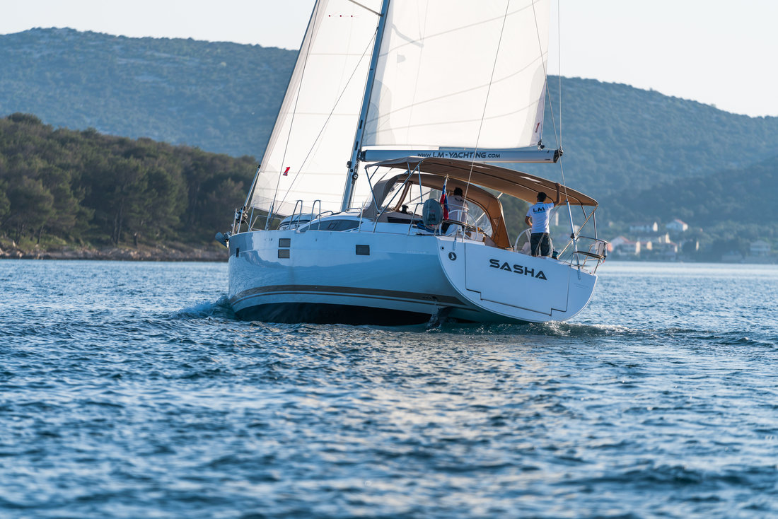 Sasha, a Elan Impression 50 sailboat at Grad Biograd na Moru, Croatia
