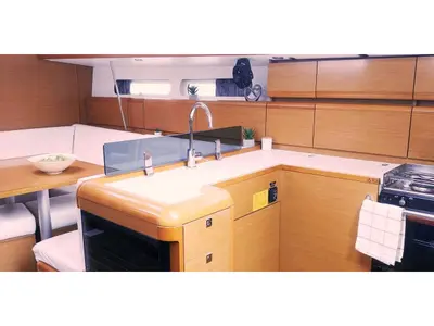 Galley of ARIES, a Jeanneau Sun Odyssey 409 sailboat at Općina Baška Voda, Croatia