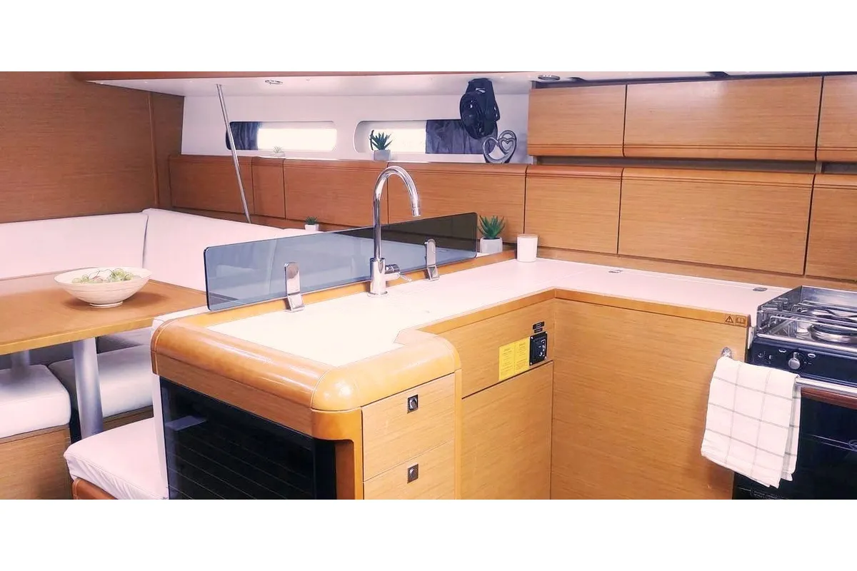 Galley of ARIES, a Jeanneau Sun Odyssey 409 sailboat at Općina Baška Voda, Croatia
