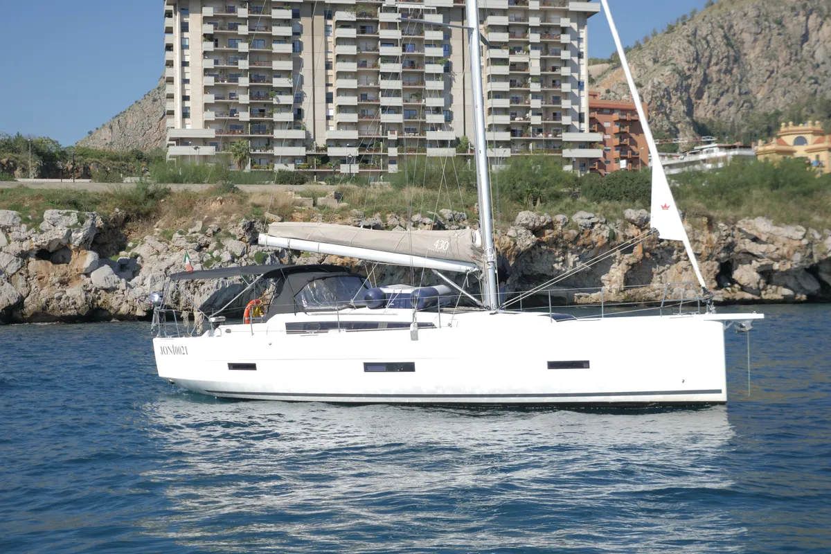 Panarea, a Dufour Dufour 430 sailboat at Tonnarella, Italy